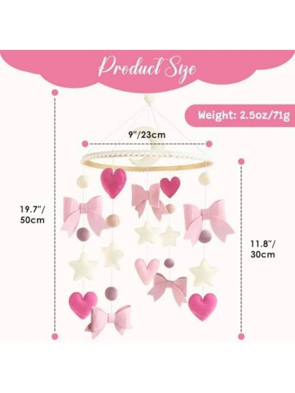 Pink Bow Baby Crib Mobile - Adorable Nursery Decor for Girls, Perfect Gift!